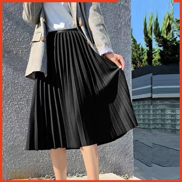 Chân váy dập ly CÁT HÀN công sở dáng dài CAO CẤP