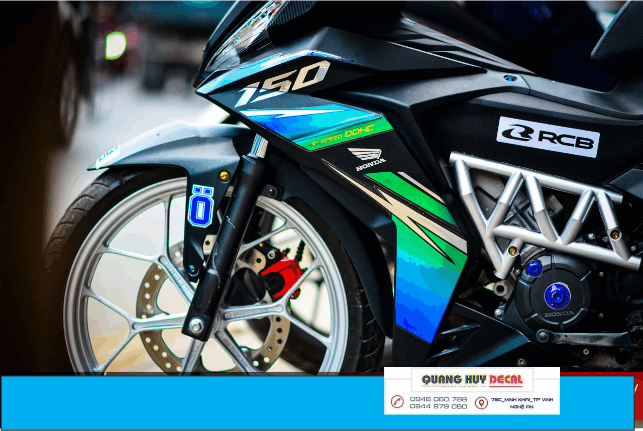 Tem trùm xe winner 150 xanh đen mẫu mới - tem trùm xe winner 150 thiết kế theo yêu cầu- tem dán xe máy winner 150 xanh đen  rẻ chất