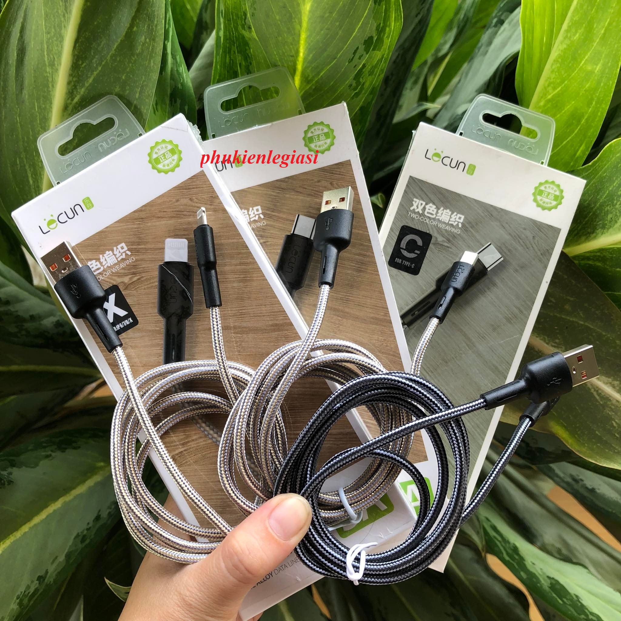 Cáp sạc dây dù c lecun gs10 bọc dù micro usb type c lightning iphone
