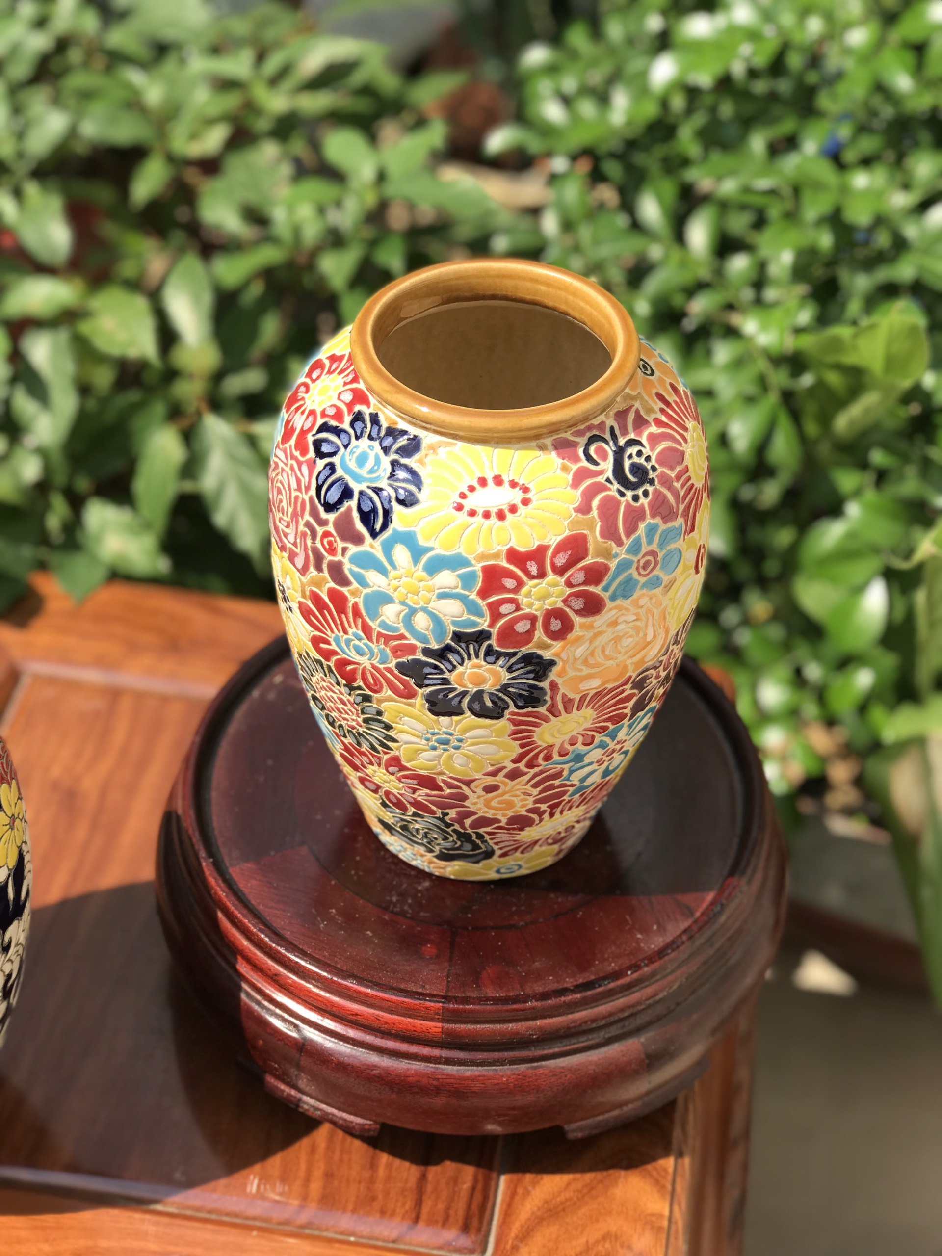 Bình bách hoa và dây lá gốm sứ biên hòa 22cm