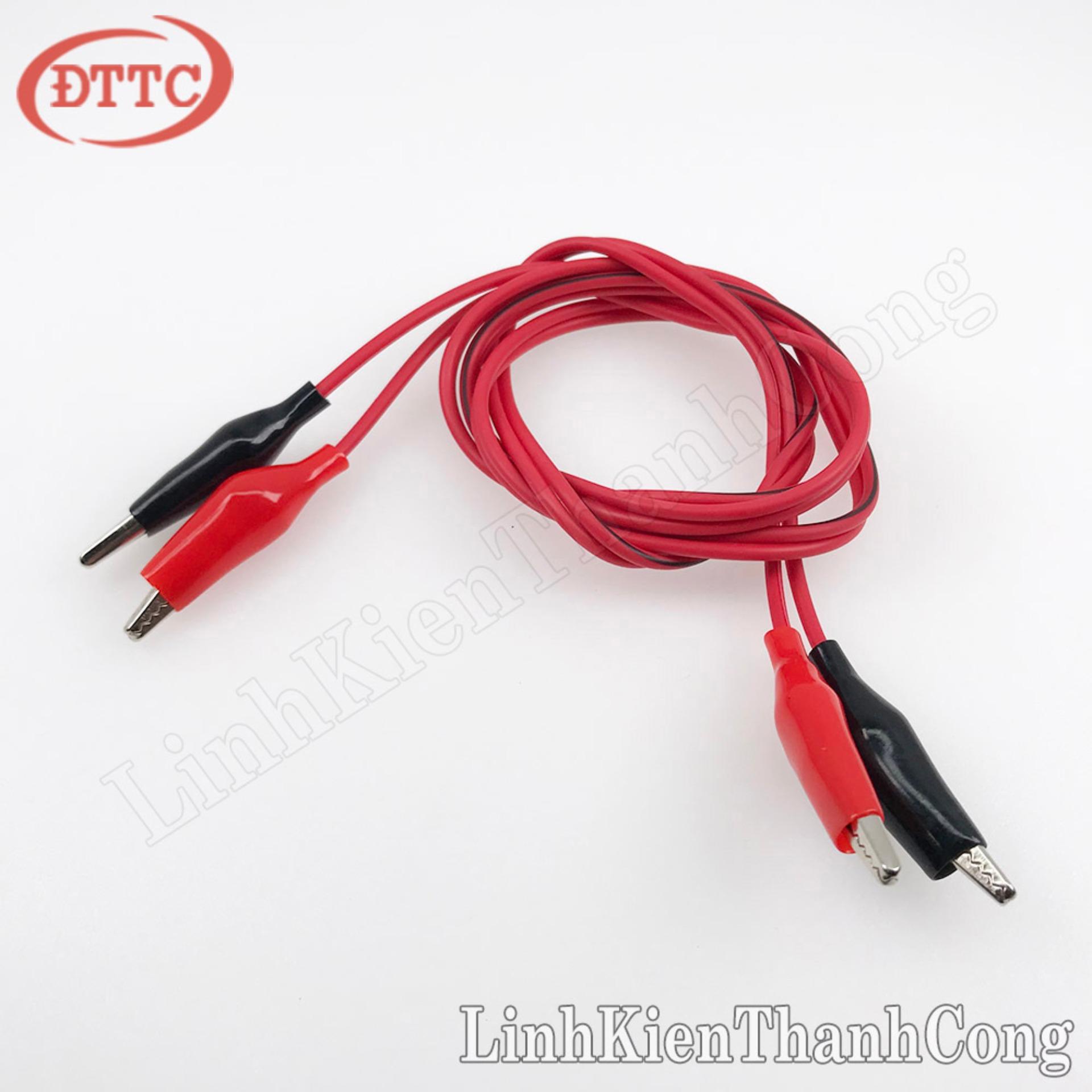 Dây cáp đỏ đen 2 đầu kẹp cá sấu - dài 1 mét
