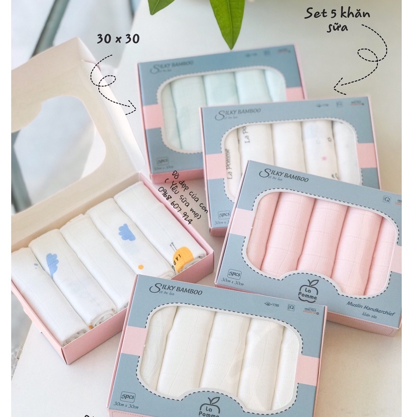 Khăn Sữa đa năng La pomme - Set 5 khăn sữa