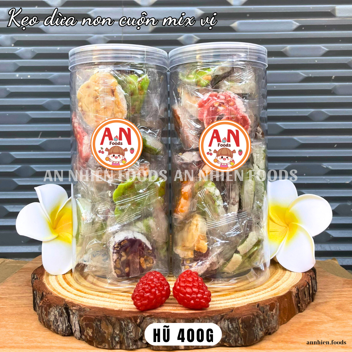 Kẹo dừa nướng mix 7 vị (Kẹo dừa non cuộn mix 7 vị) {Khối lượng tịnh, không tính bao bì}