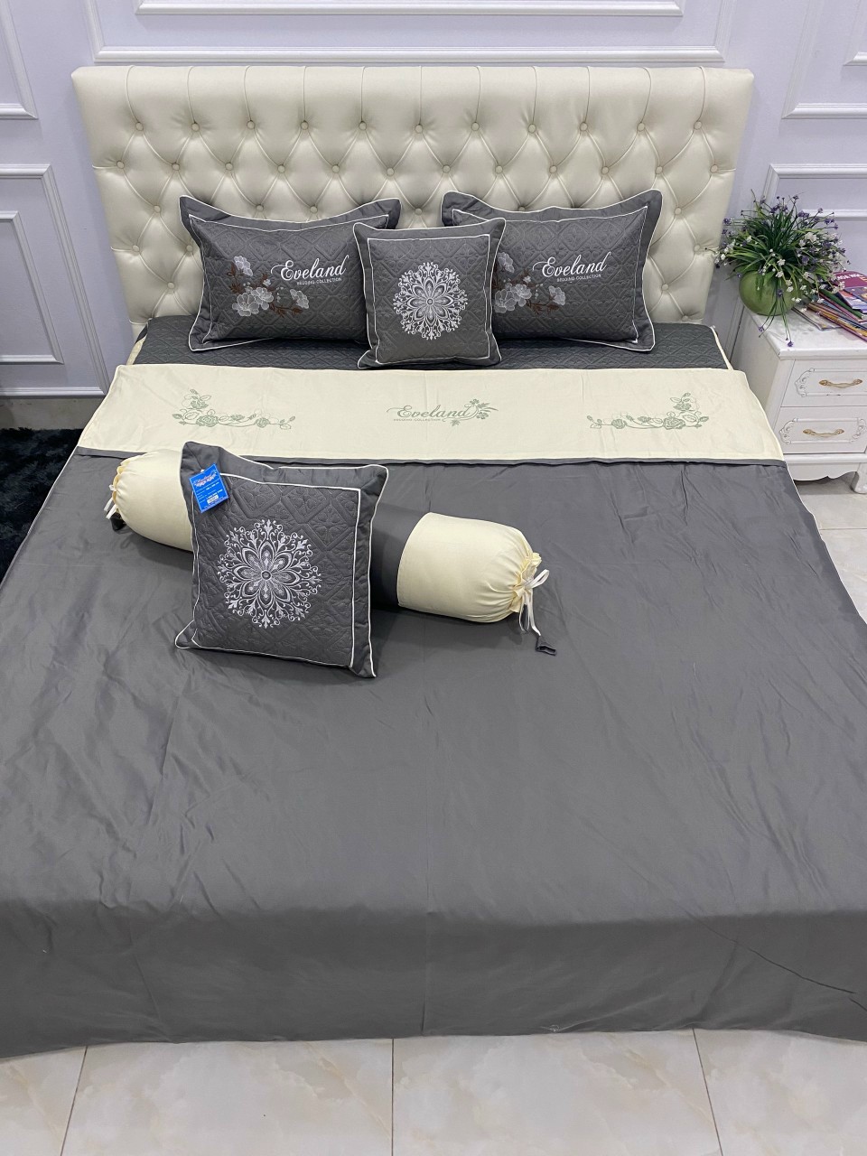 Bộ chăn ga cotton satin poly 7 món trần bông ( được chọn mẫu )
