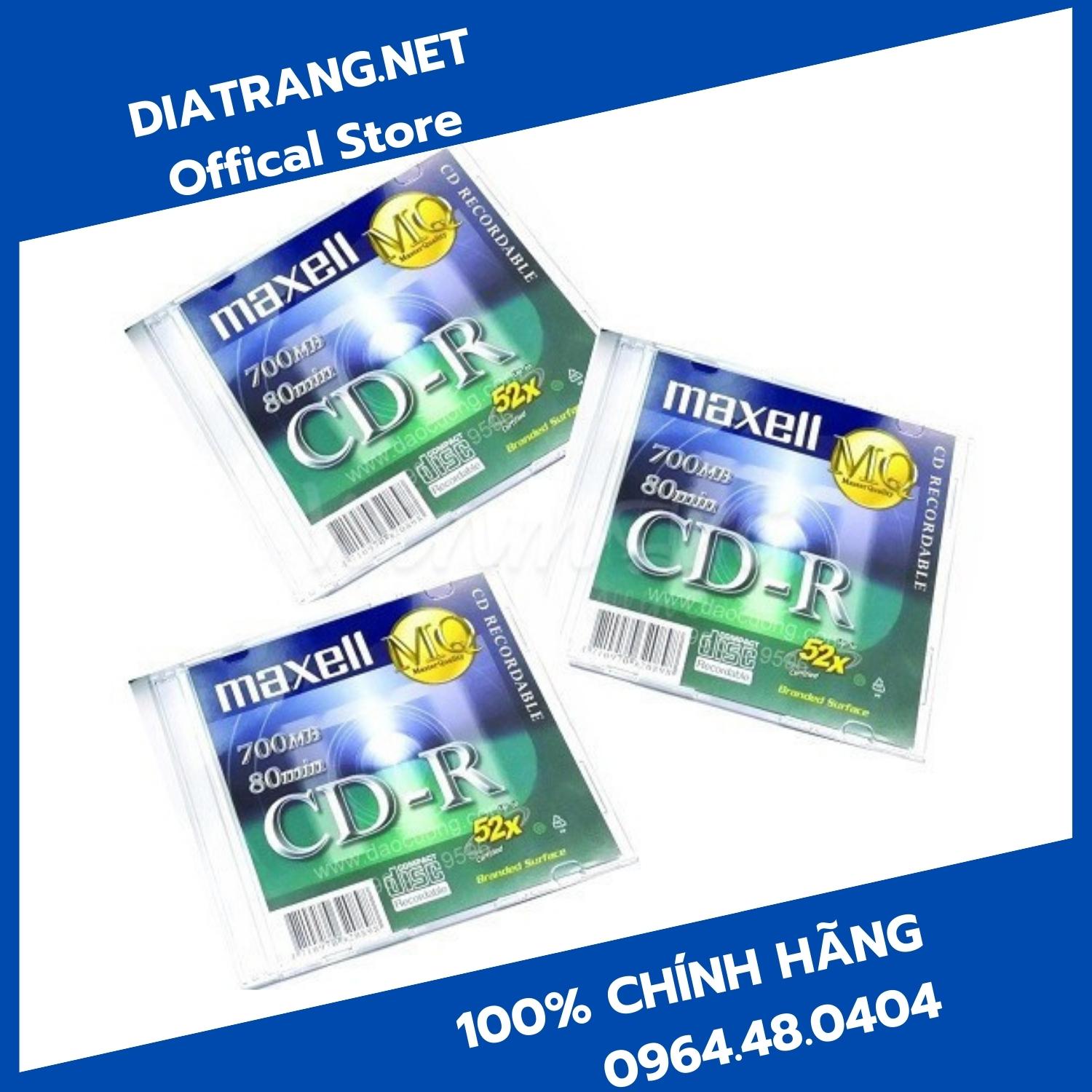 Bộ 10 đĩa trắng CD-R Maxell 700MB có vỏ