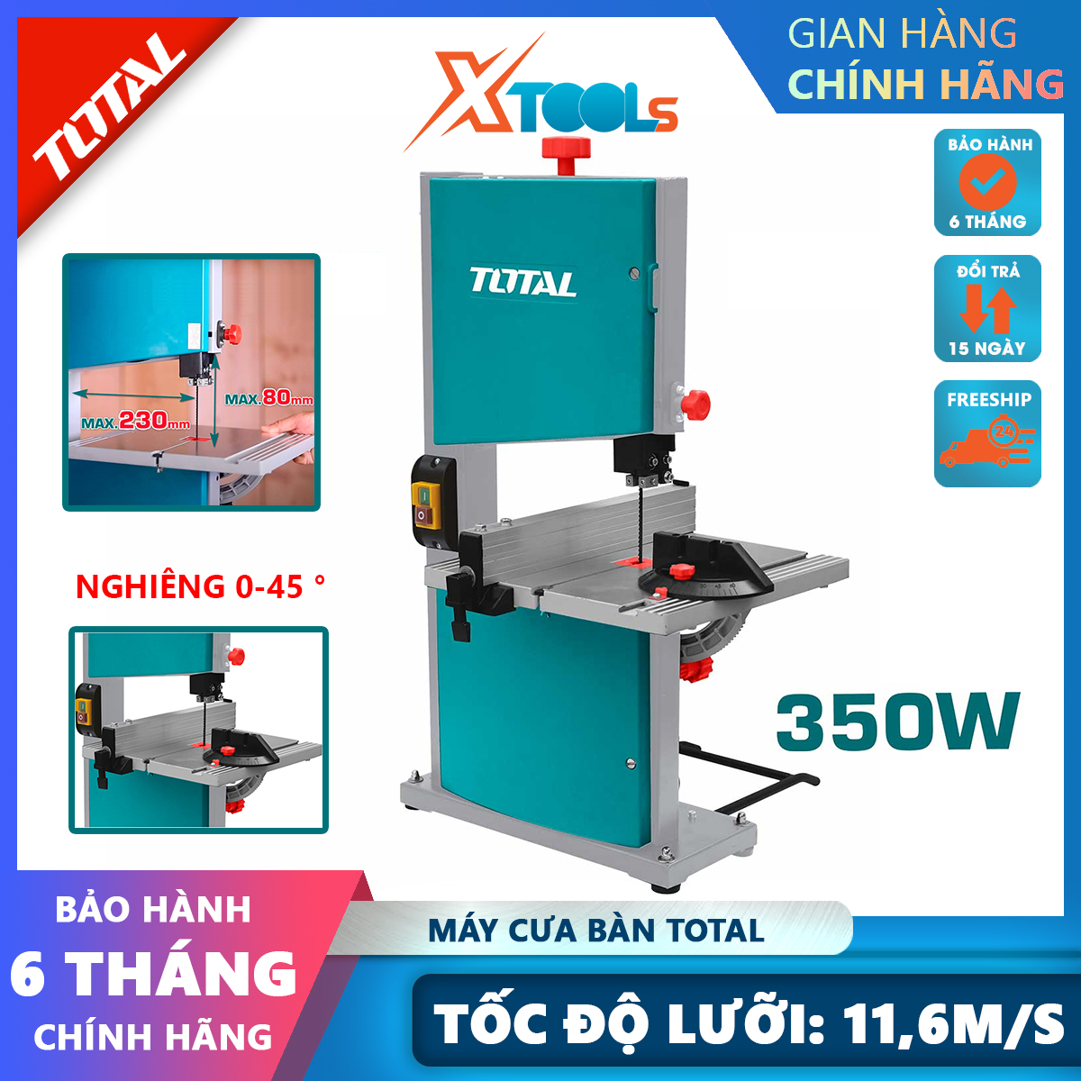 Total ts730301 350W table saw no-load speed 4500/min Max cutting ability 80mm tilt: 0-45 degree saw and lumber