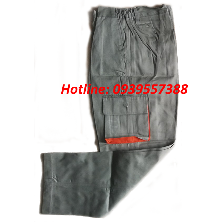 BỘ QUẦN ÁO BẢO HỘ LAO ĐỘNG , ĐỒNG PHỤC , TRANG PHỤ BẢO HỘ MÀU GHI PHỐI CAM