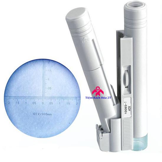 Kính lúp mini 40X có thước đo, có đèn