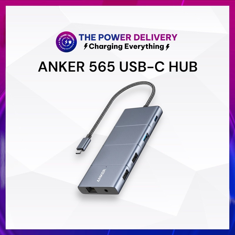 Bộ chuyển đổi hub anker 565 usb-c hub a8388 pd 100w, 4k@60hz, 3 cổng usb-a, cổng lan, 3.5mm, microsd, 10gbps