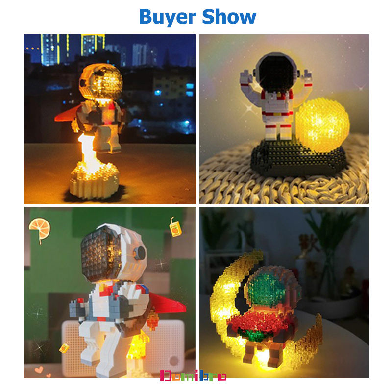 Mô hình phi hành gia có đèn Lego Space bricks, đồ chơi lắp ráp Phi Hành Gia 3D Có Đèn