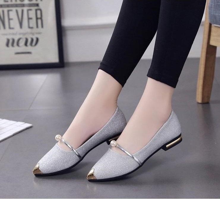 Giày Búp Bê Hạt Ngọc Ánh Nhũ