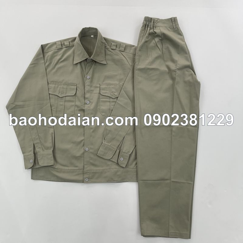 Quần áo bảo hộ lao động màu ghi xám vải kaki Nam Định - DN10