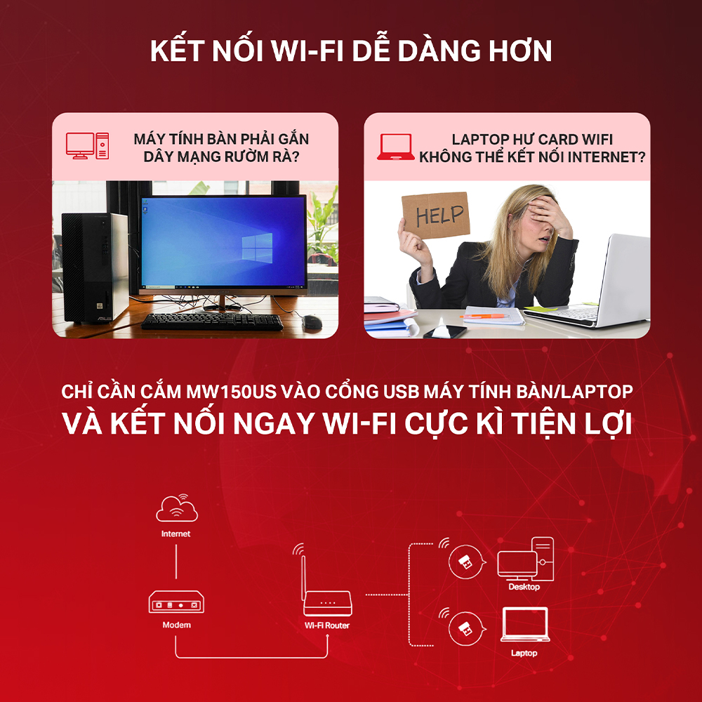 Bộ Chuyển Đổi USB Wifi Nano Mercusys MW150US N150