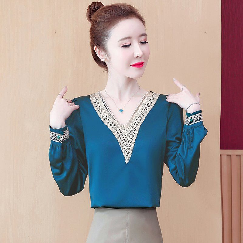 ÁO SƠ MI CÔNG SỞ NỮ CAO CẤP CỔ V PHỐI REN MẪU MỚI