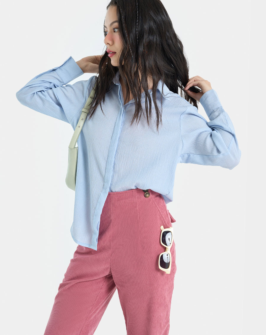Áo Sơ Mi Nữ Thời Trang JUNO Dài Tay Rập Nhăn JNASM019