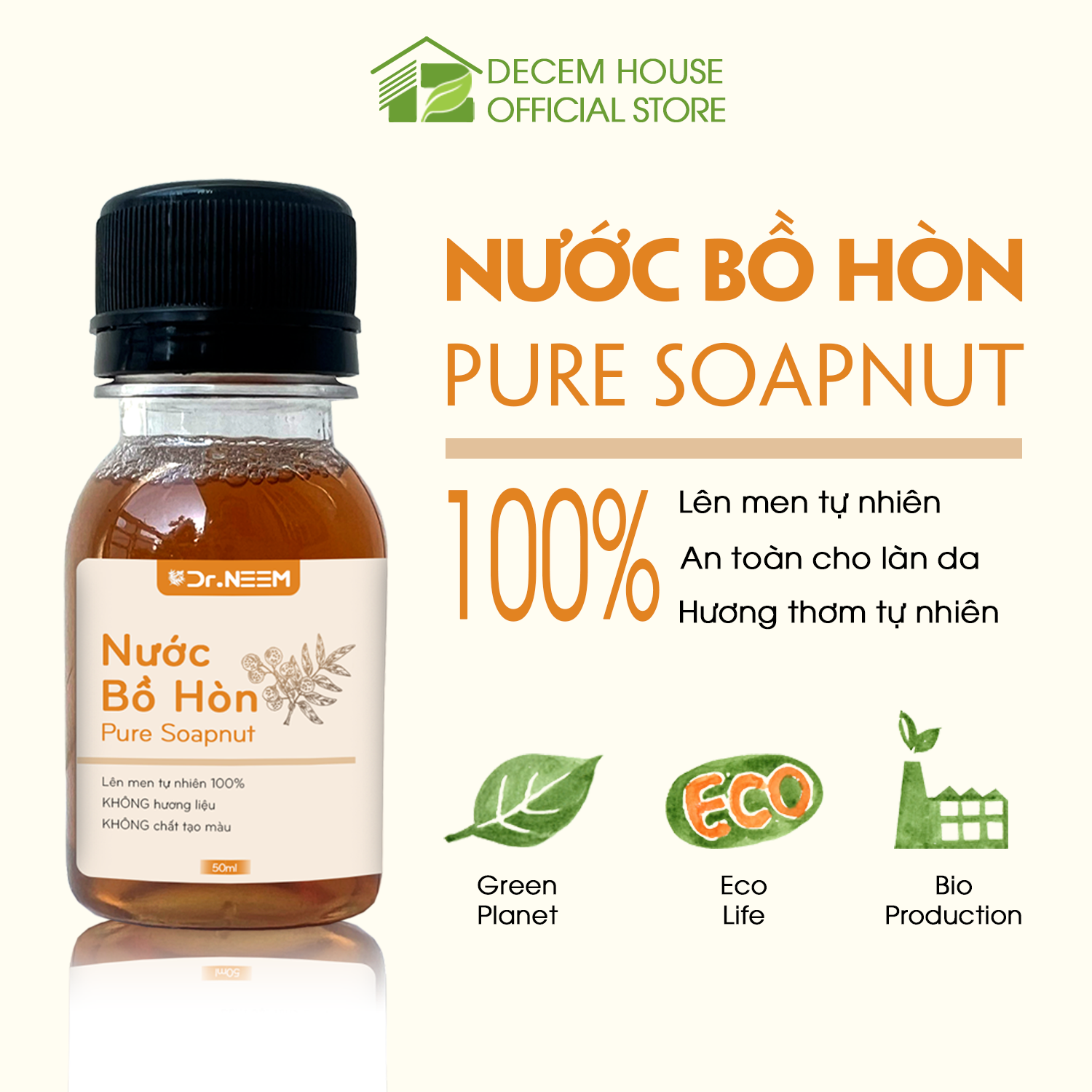 Nước bồ hòn đa năng: nhũ hóa dầu neem, rửa chén bát, rửa tay, vệ sinh bếp, làm sạch trang sức. Lên men tự nhiên 100%