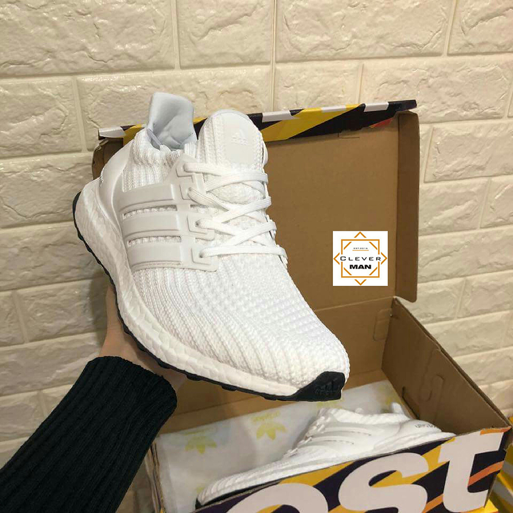 Giày thể thao sneaker nam nữ ultra boost 4.0 white trắng đế đen clever man store