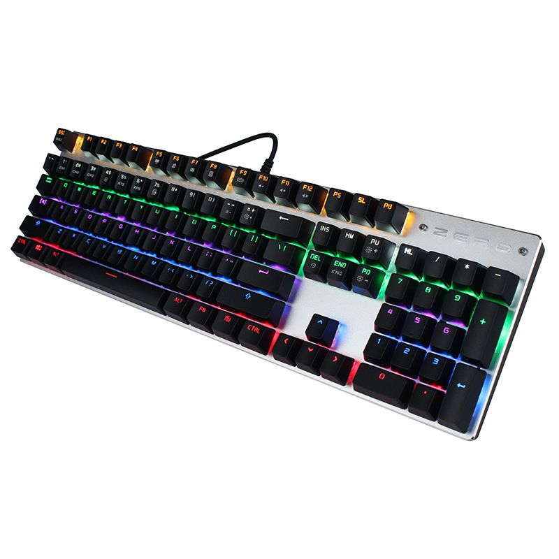Bàn Phím Gaming k100 có 104 phím Led Rainbow 12 Chế Độ Đèn Led 26 phím nhấn đồng thời swith blue