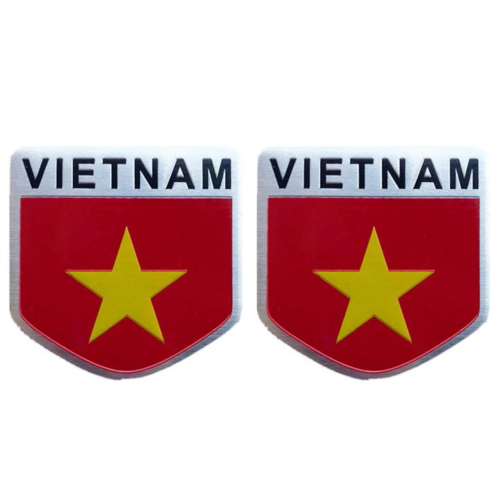 Combo 2 chiếc Tem nhôm cờ Việt Nam dán trang trí ô tô ( 5 x 5 cm)