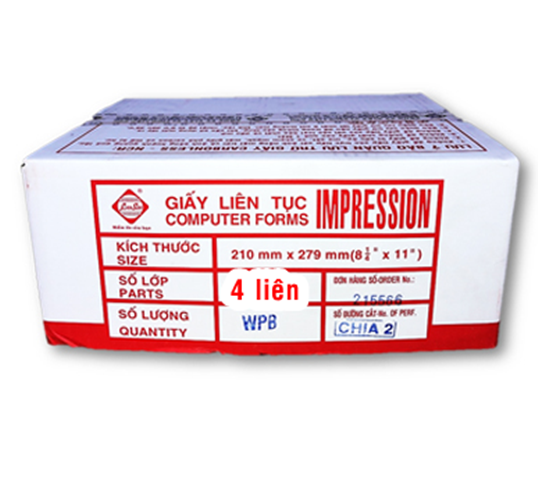 Giấy in liên tục - giấy in kim kt 210x279mm 2 liên, 3 liên, 4 liên