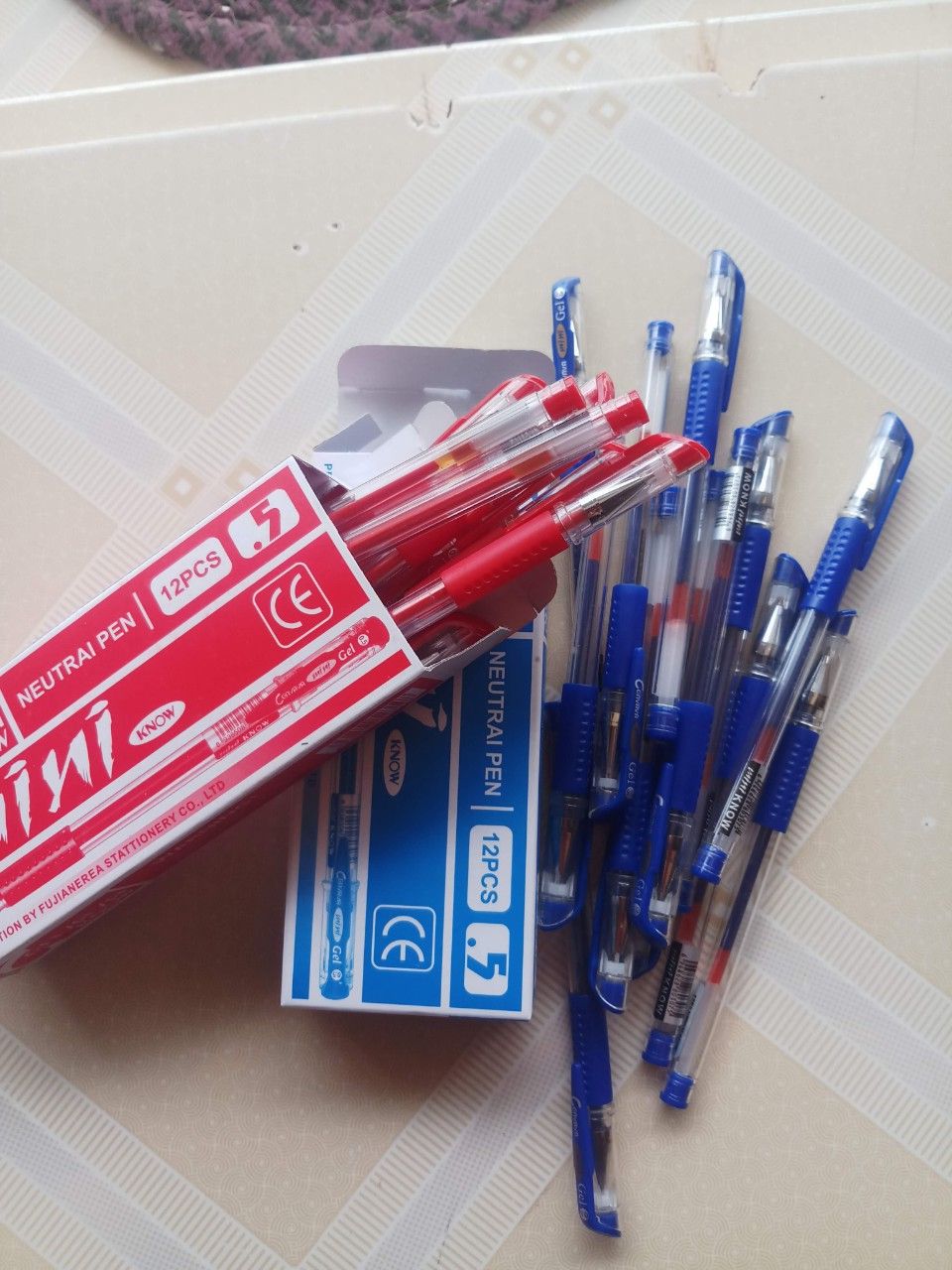 Hộp 12 bút mực gel Cenvava Mini Know xanh đỏ đen