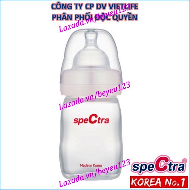 BÌNH SỮA PP CỔ RỘNG SPECTRA 160ML núm ti size S - Spectra (Made in Korea) (Cho Bé từ 0 đến 4 tháng)