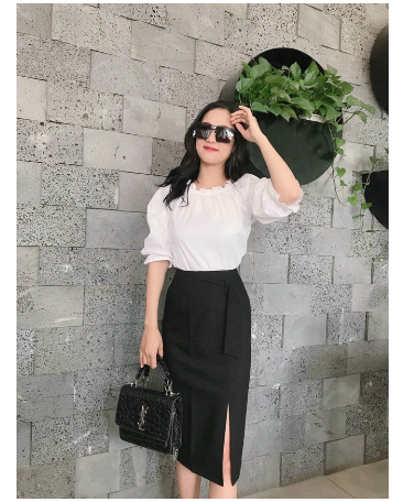 Chân Váy Dài Chữ A Công Sở Xẻ Trước