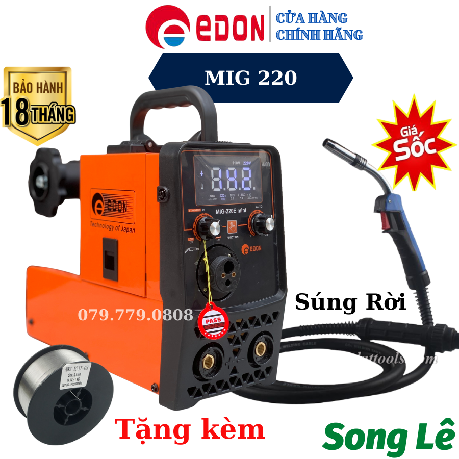 Máy Hàn Mig 5 Chức Năng Không Dùng Khí EDON 220 - tặng đầy đủ phụ kiện - Hàng nội địa cao cấp
