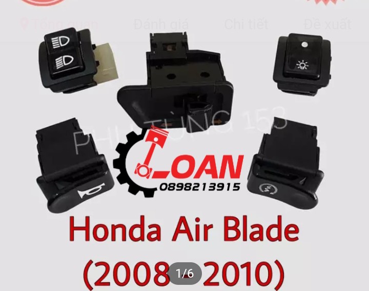 Bộ 5 nút công tắc air blade 2008 - 2010 zin