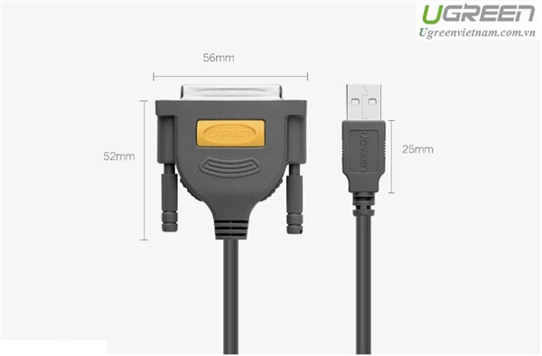High Quality Ugreen 20224 USB to Lpt Db25 Parallel Printer Cable, 2m Long