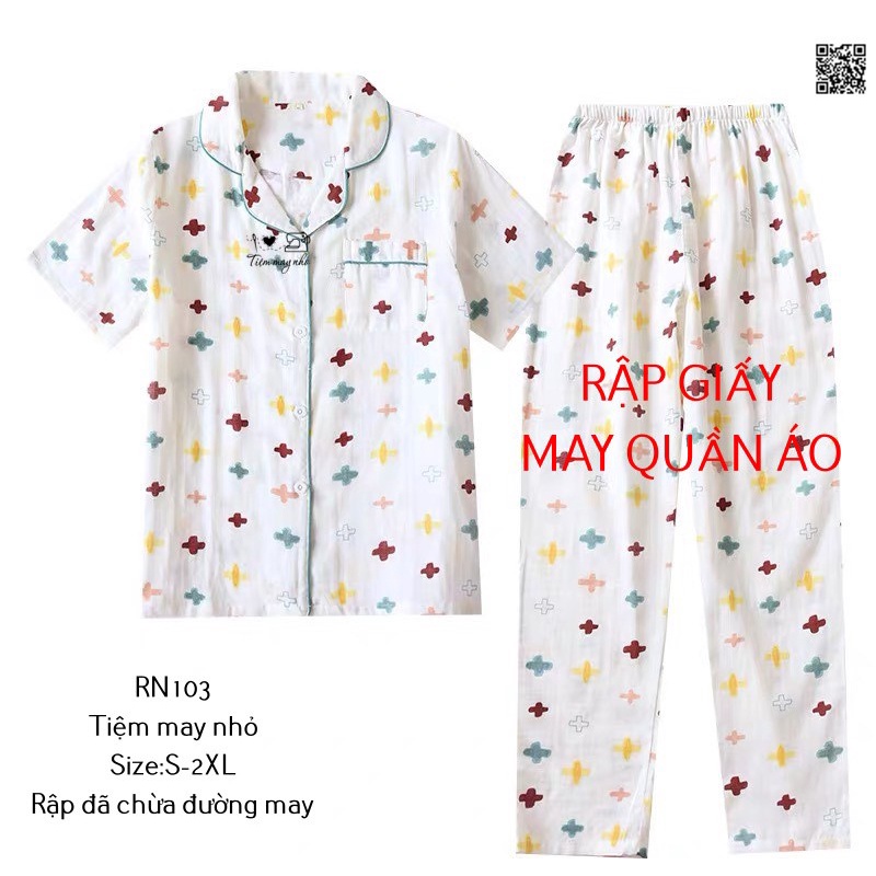 RN103_RẬP GIẤY May Bộ Pijama Ngắn Tay