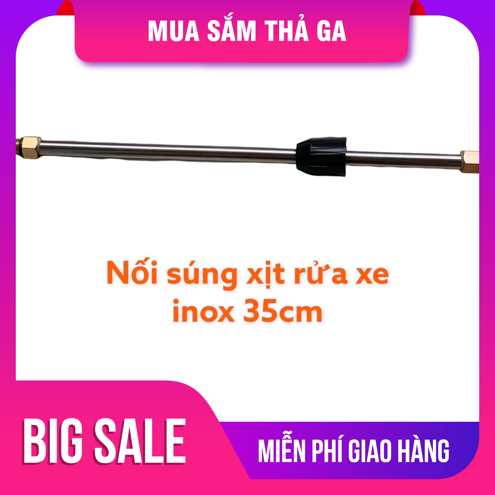 [Sỉ]Cần nối súng inox dài 35cm,đầu nối dạng ren máy xịt rửa xe áp lực cao NOI35