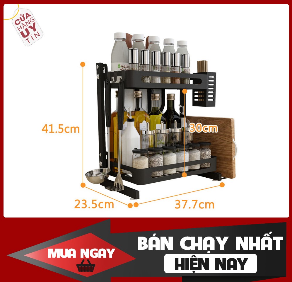 Kệ gia vị 2 tầng inox sơn tĩnh điện kệ gia vị đa năng kệ để đồ phòng bếp kệ nhà bếp kệ gia vị 3 tầng kệ bát