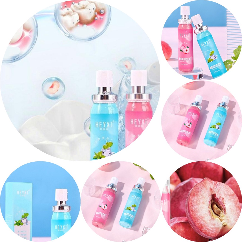 Xịt Thơm Miệng Heyxi 20ml Thơm Mát, Kháng Khuẩn Vị Đào/Bạc Hà