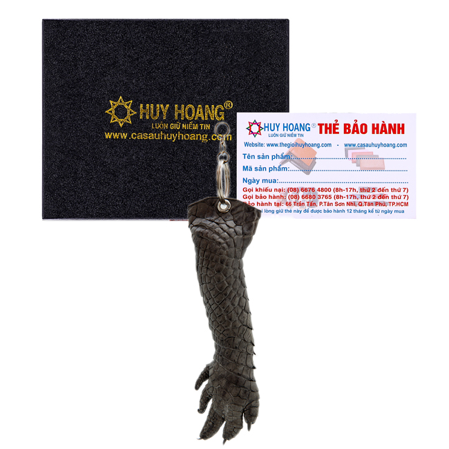 TH8231 - Móc khóa da cá sấu  màu xanh rêu