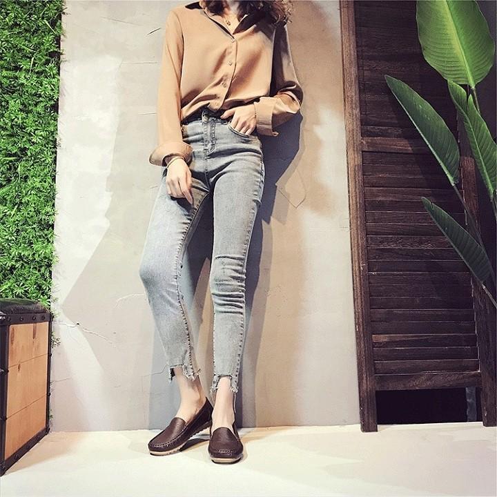 Giày Lười Nữ , Giày Mọi Nữ Da PU Cao Cấp Siêu Mềm Ôm Chân