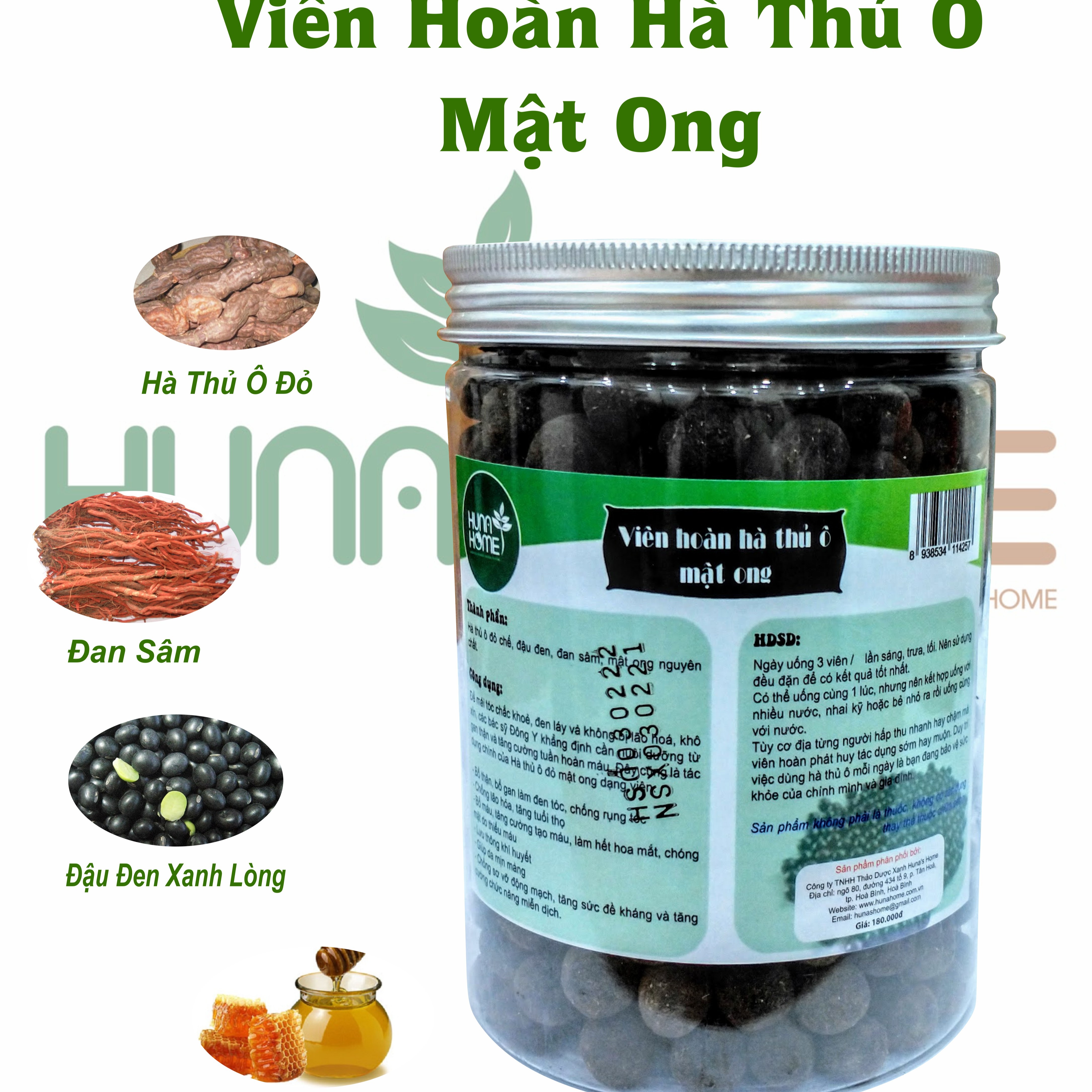 Viên hoàn hà thủ ô mật ong Hunahome