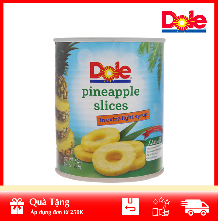 [HOÀN TIỀN MAX 10%][ HÀNG CÔNG TY NHẬP KHẨU ] Dứa Tươi Nguyên Lát Đóng Lon Dole 822gr