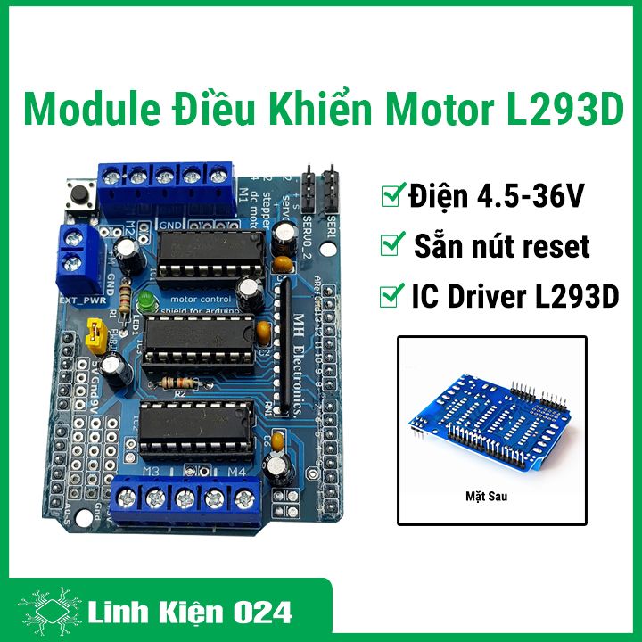 Module điều khiển động cơ L293D - Shield mở rộng cho Arduino