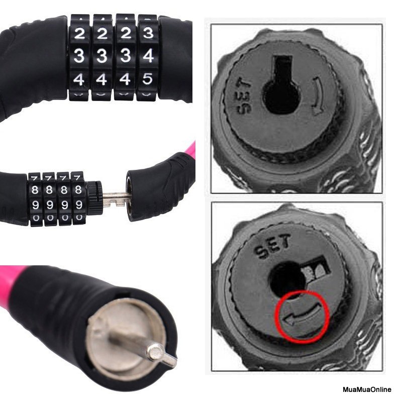 Khóa Số Dây 4 Số Chống Trộm Xe Máy, Xe Đạp
