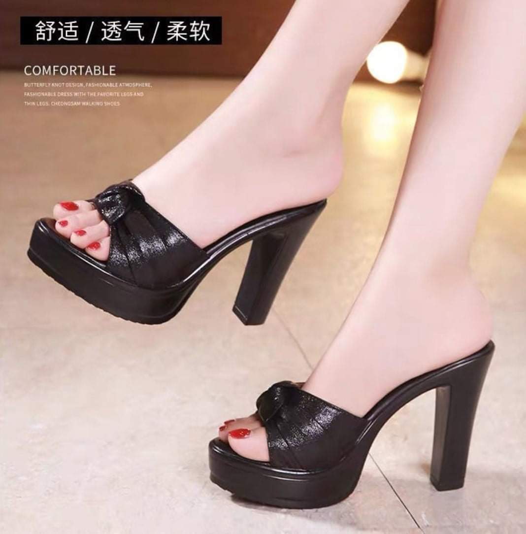 Dép cao gót nơ xoắn cao cấp