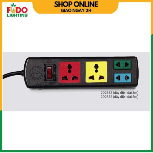 Ổ cắm điện lioa 4 lỗ đa năng lioa 2d2s32 dây 2m, 2d2s52 dây 5m