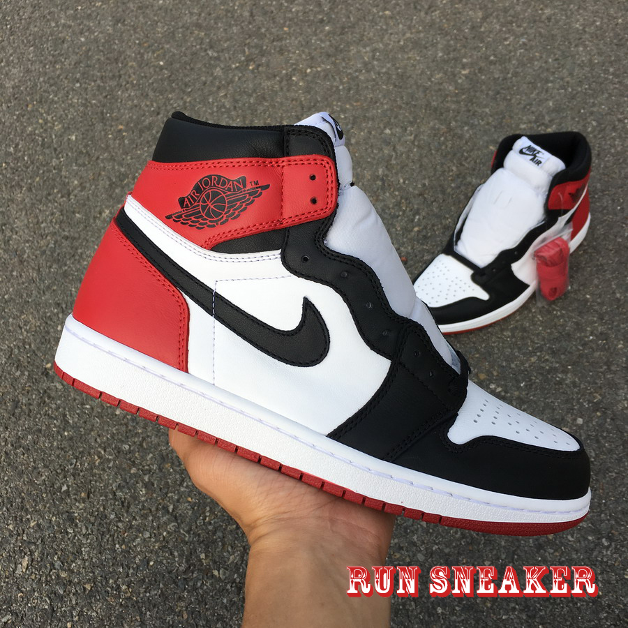 Giầy thể thao Air Jordan 1 High Black Toe đỏ trắng thời trang nam nữ