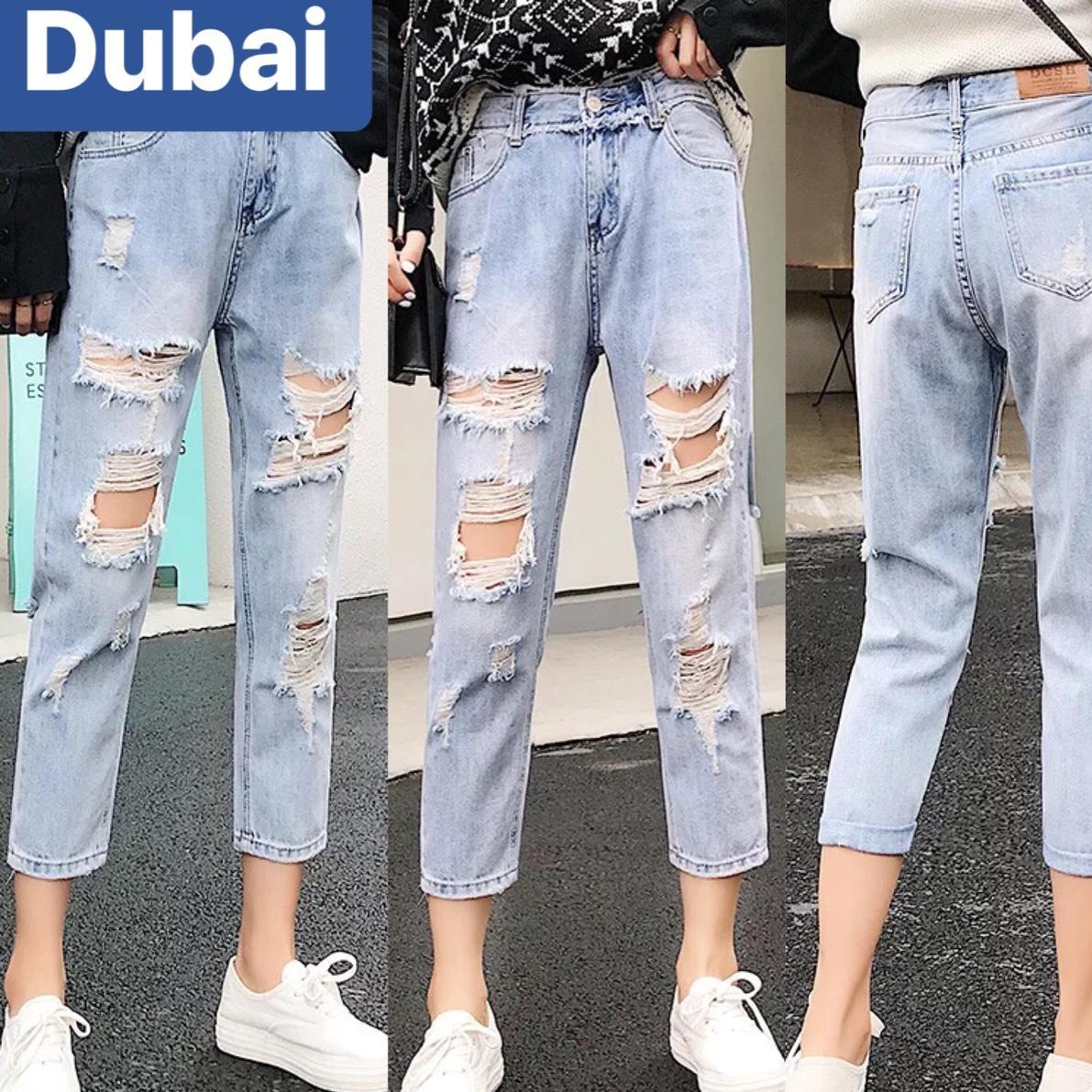 QUẦN JEAN BAGGY NỮ CHẤT BÒ XANH NHẠT CẠP RÁCH LƯNG CAO NÂNG MÔNG D-3081 CAO CẤP - DUBAI FASHION