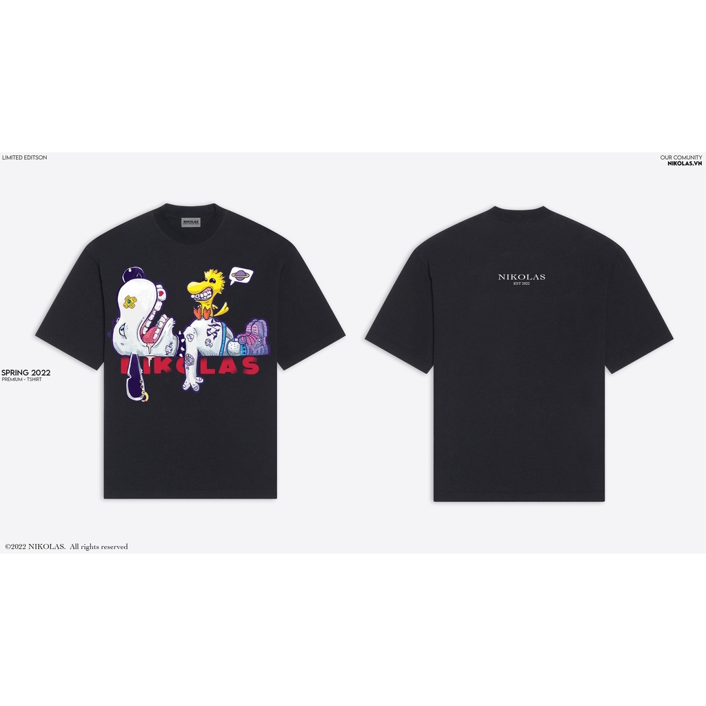 Áo thun unisex nikolas 100% cotton snoopy v2 x nikolas est 2022