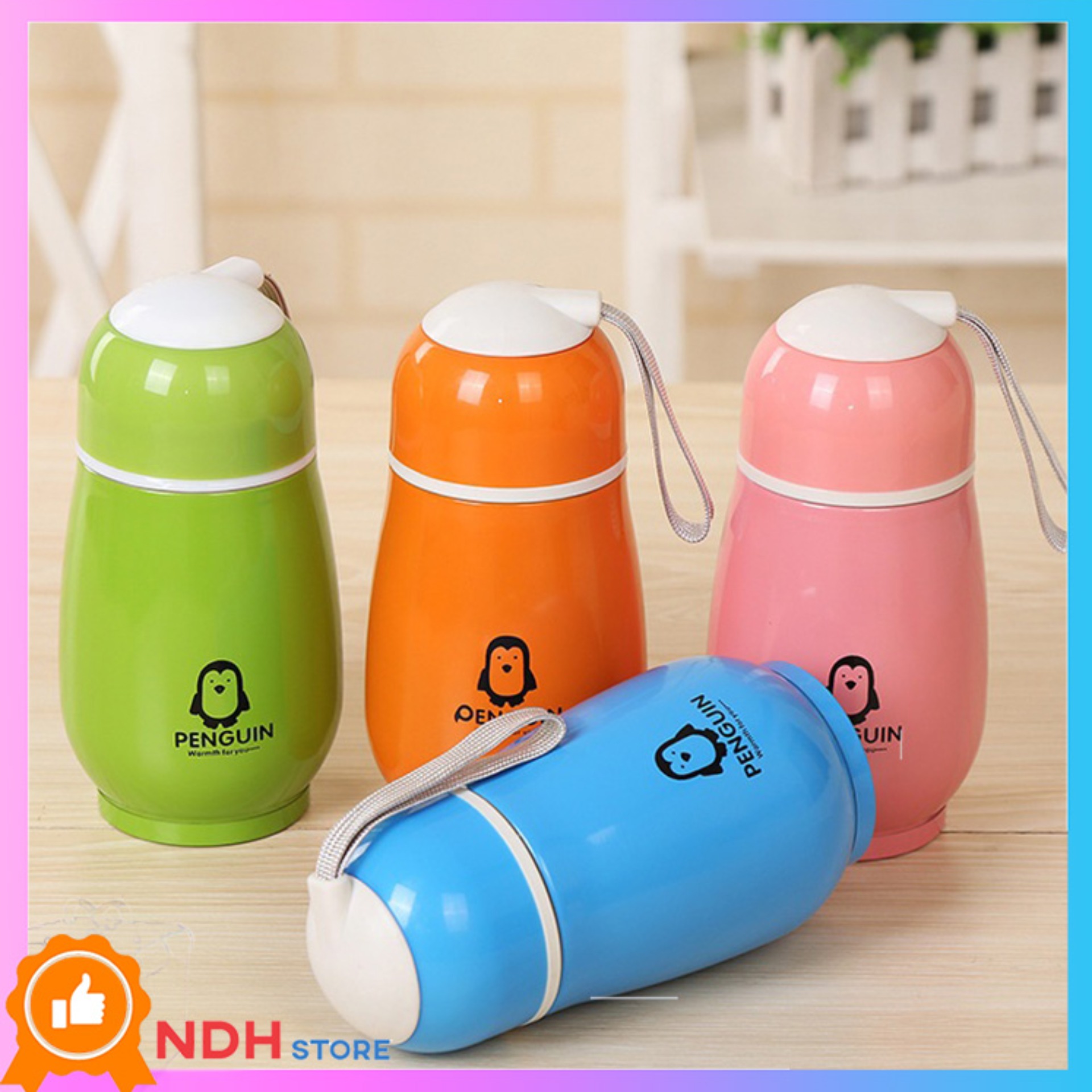 BÌNH NƯỚC GIỮ NHIỆT INOX 02 LỚP HOẠT HÌNH HÌNH CHIM CÁNH CỤT, VỊT 350 ml NHIỀU MÀU_Bình đựng nước bình giữ nhiệt bình nước đẹp bình nước học sinh bình nước dễ thương