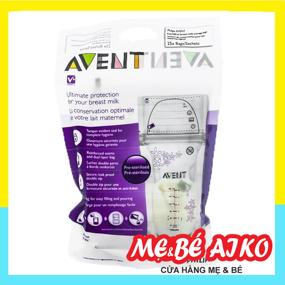 [HCM]Túi Trữ Sữa Philips Avent 180ml 25 cái/bịch