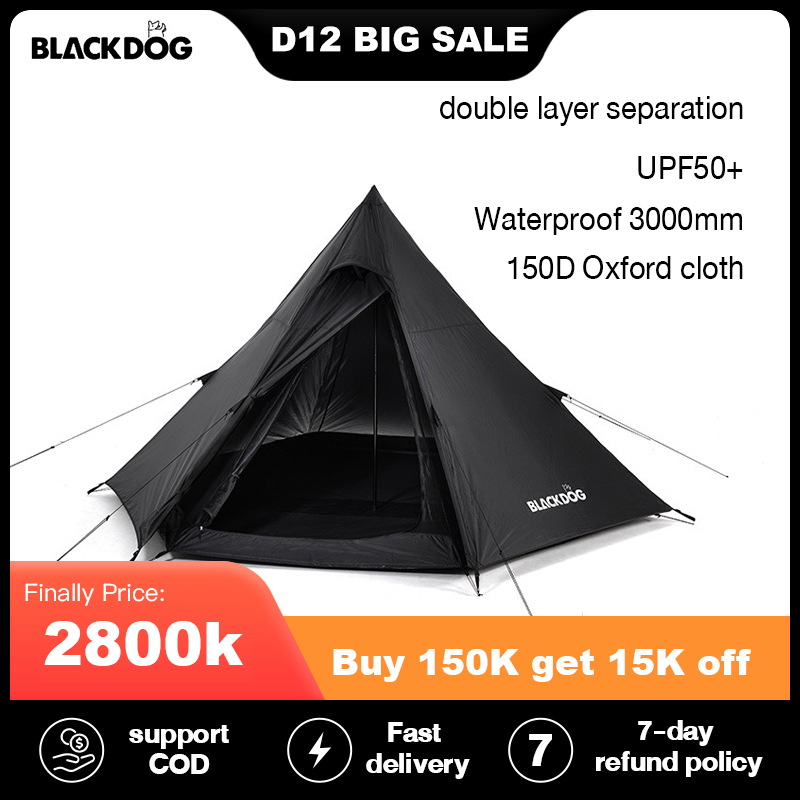 Blackdoglều lều cắm trại 4 người xách tay màu đen cắm trại Lều gấp kim tự