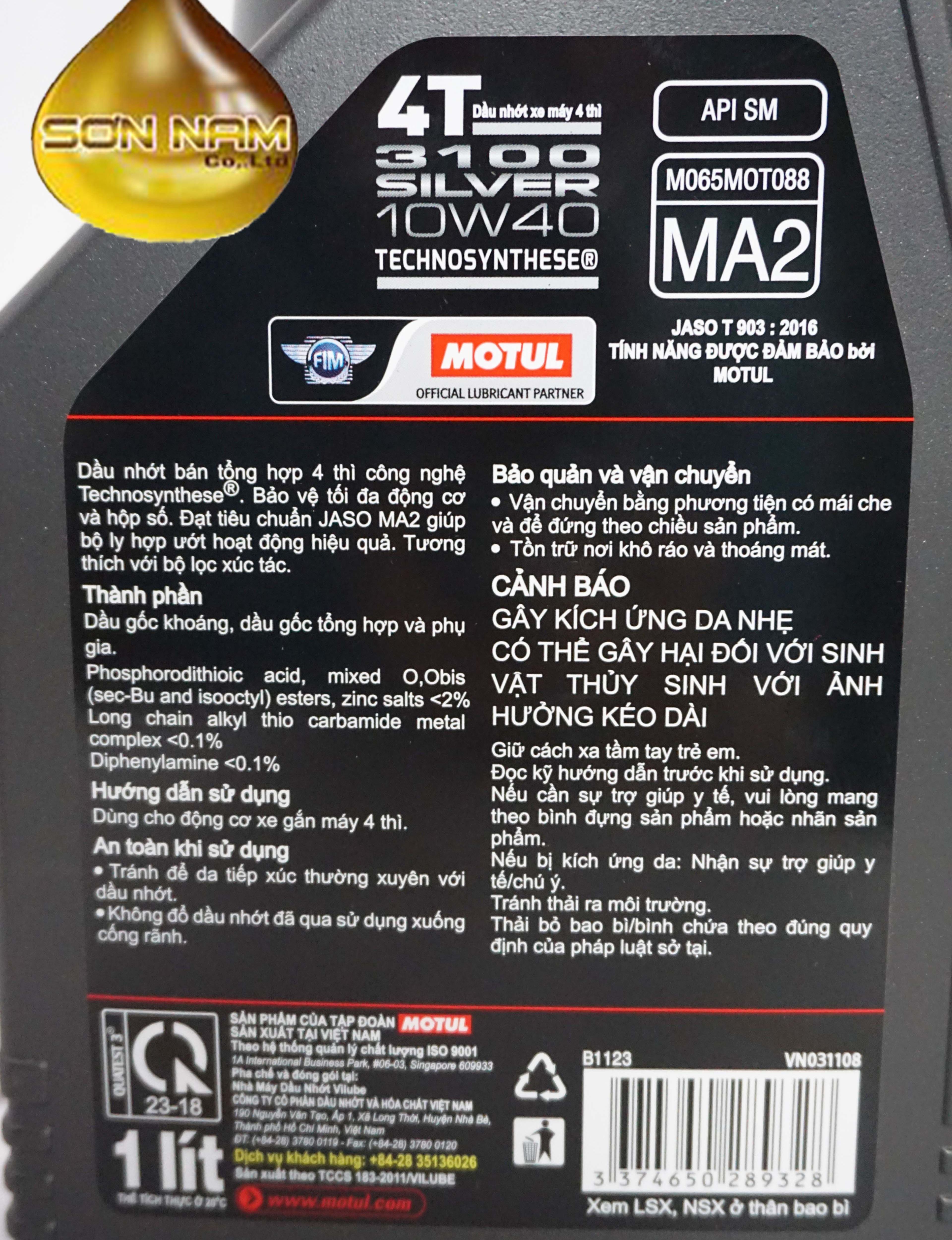 Dầu Nhớt Xe Số MOTUL 3100 SILVER 10W40 1lit