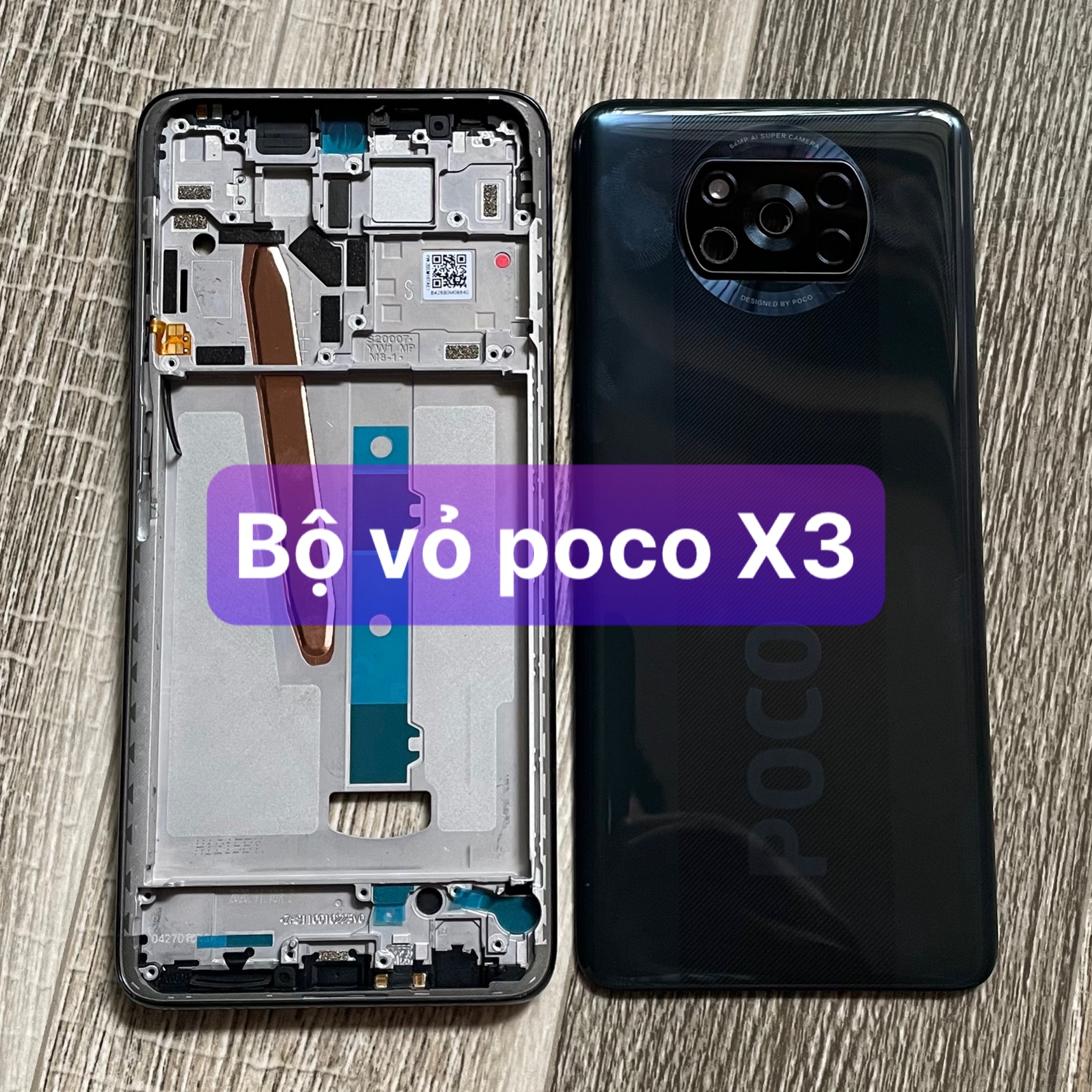 bộ vỏ xương Poco X3 / X3 pro / X3 NFC lắp chung,kèm khay sim,cụm kính camera